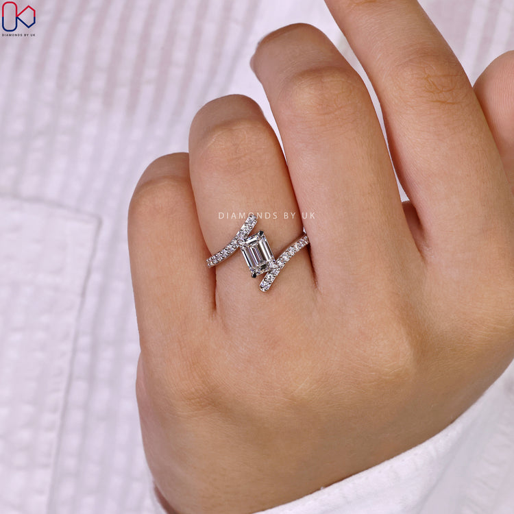 Handmade jewellery featuring bypass pave design.
