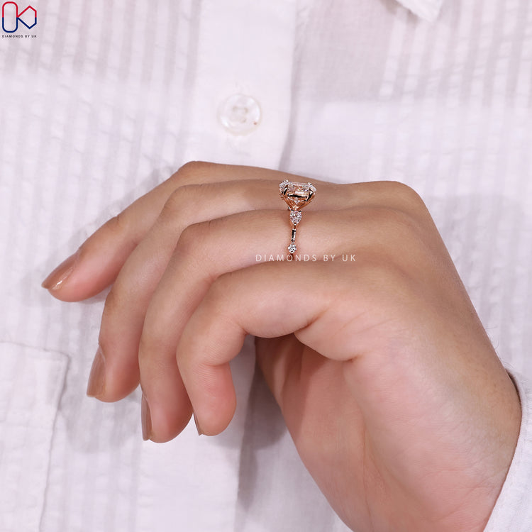Rose gold diamond ring for a warm, romantic look.
