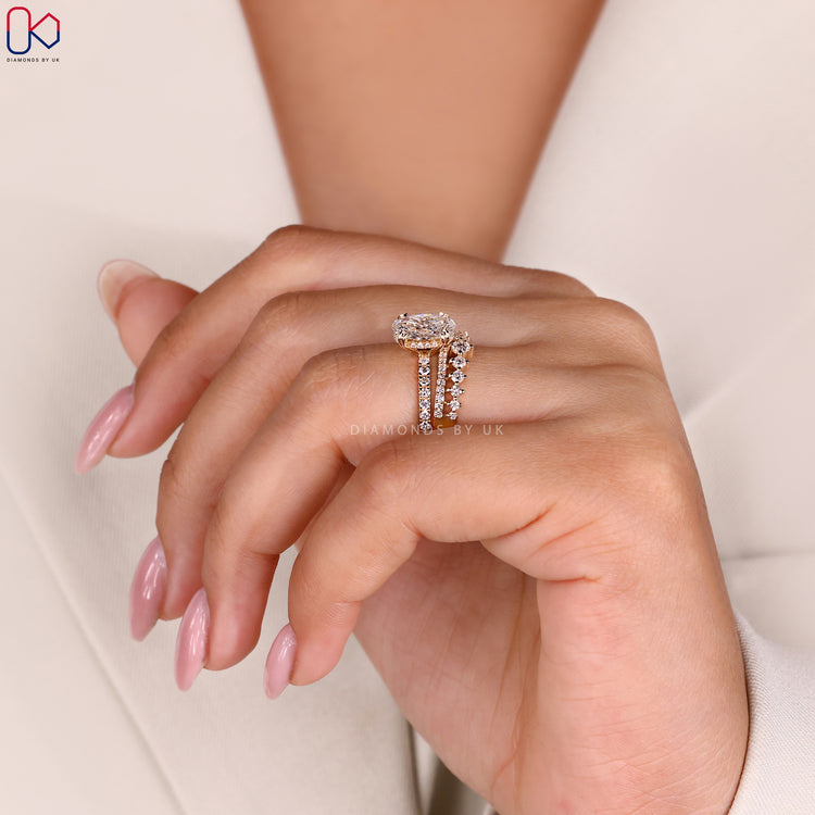 Round diamond wedding band with a sleek finish.
