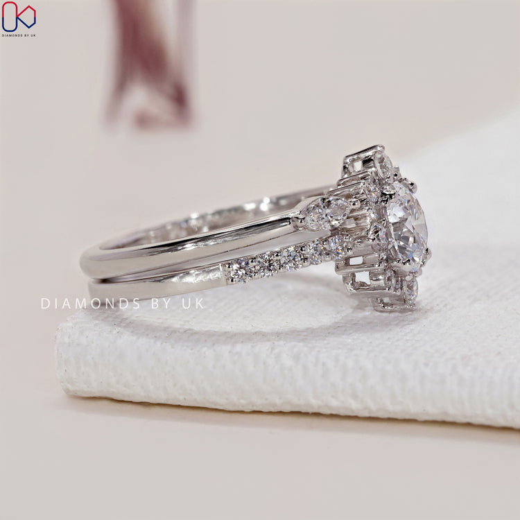 Marquise wedding band designed for a unique bridal look.
