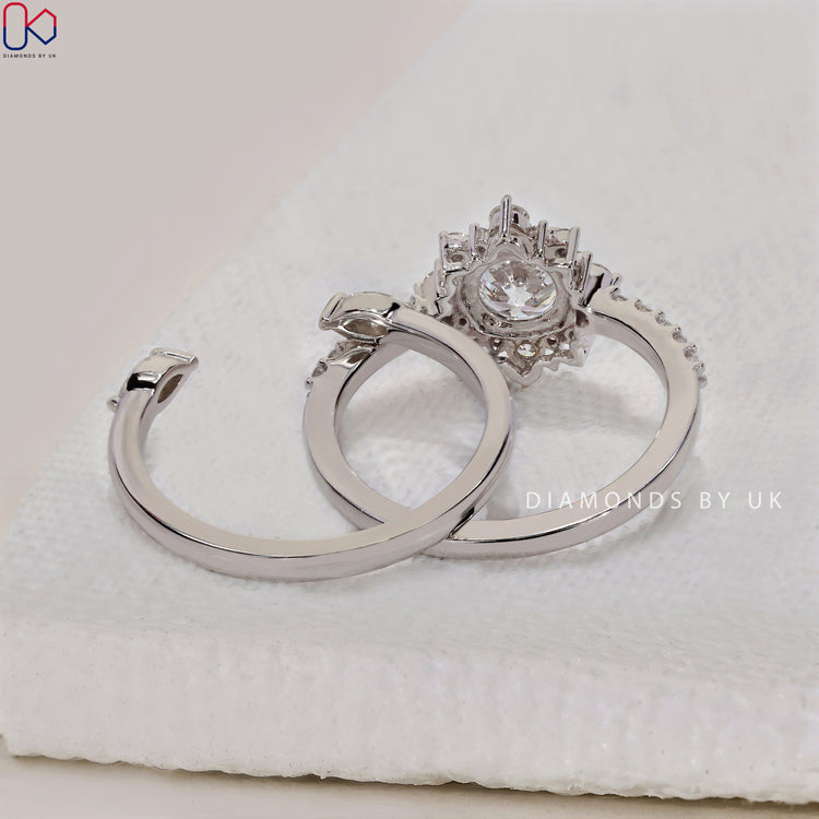 Round cut diamond band adding brilliance to any bridal set.
