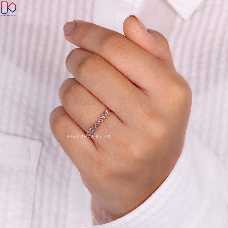 Rose gold wedding band adding warmth and elegance to any jewellery collection.