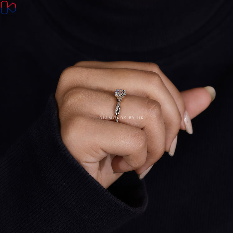 Lab Grown Diamond Ring in handmade ring.
