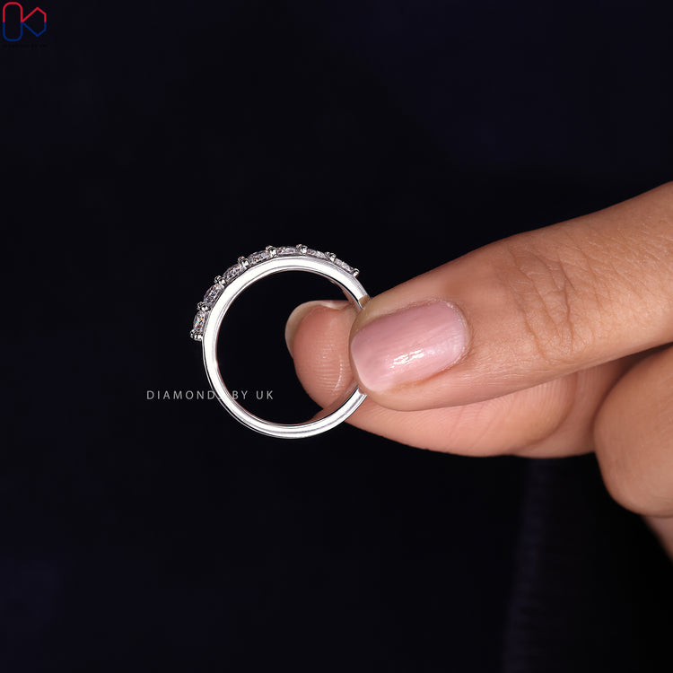 A handmade ring featuring Lab Grown Diamonds for a sustainable choice.
