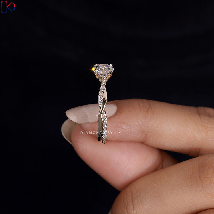 Yellow gold engagement ring and handmade ring.
