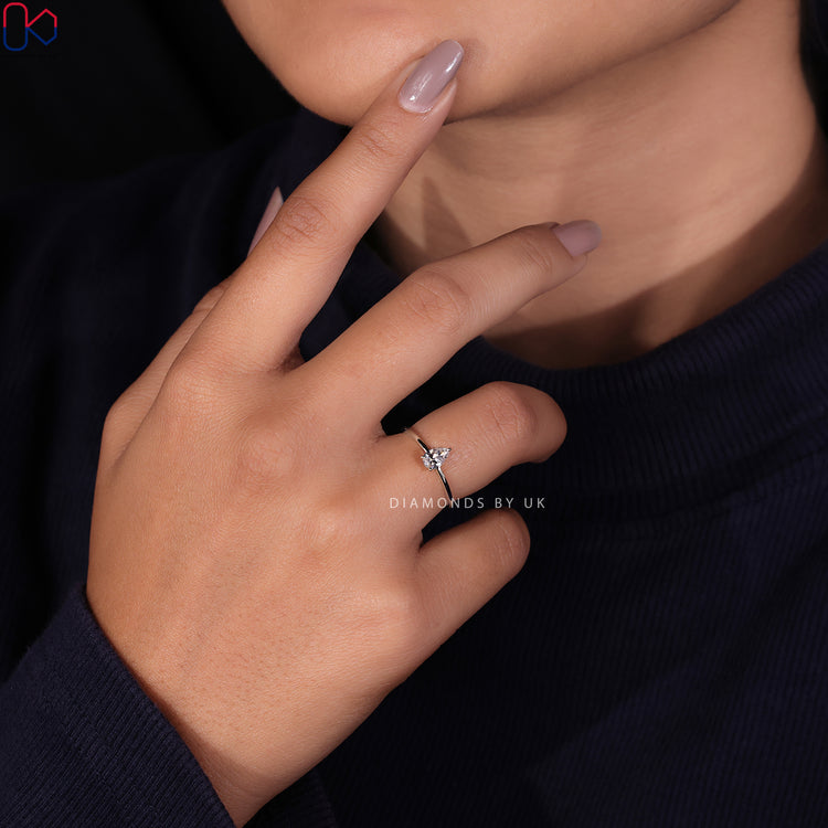 Lab Grown Diamond featured in a stunning pear solitaire engagement ring.