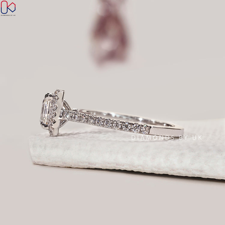 Handmade ring with Asscher cut diamond ring.
