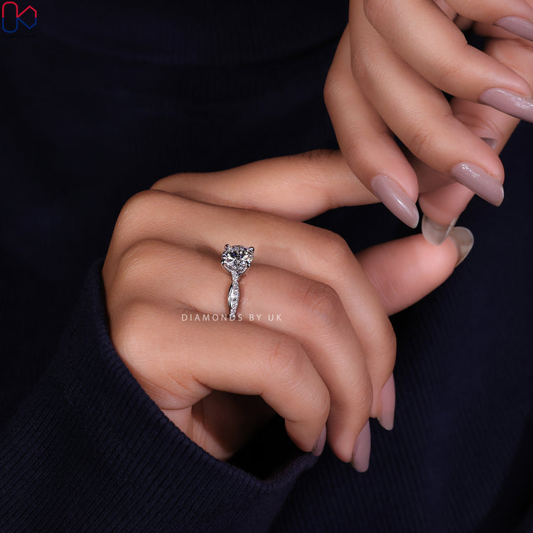 Lab Grown Diamond featured in a round diamond engagement ring for ethical luxury.
