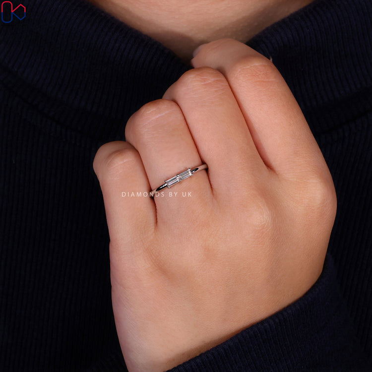 Prong set wedding band ensuring secure diamonds and maximum brilliance.
