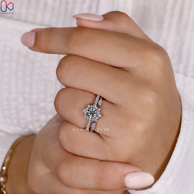 Pave setting wedding band with sparkling lab grown diamonds.
