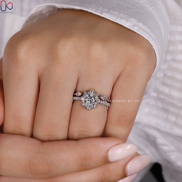 Bridal jewellery sets UK featuring ethically sourced diamonds.
