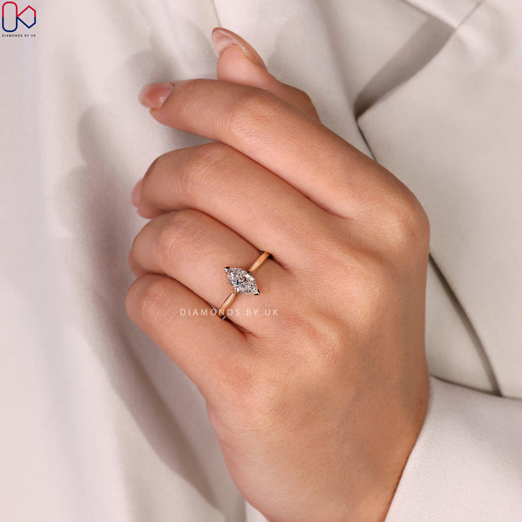 Minimalist Engagement Ring with Claw Prong Setting.
