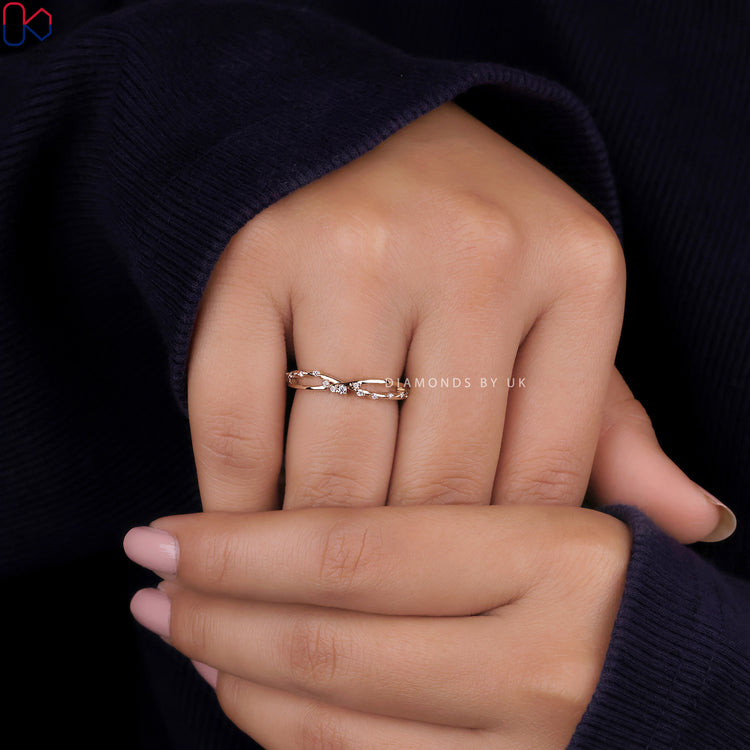 Lab grown diamond wedding band for a modern touch.
