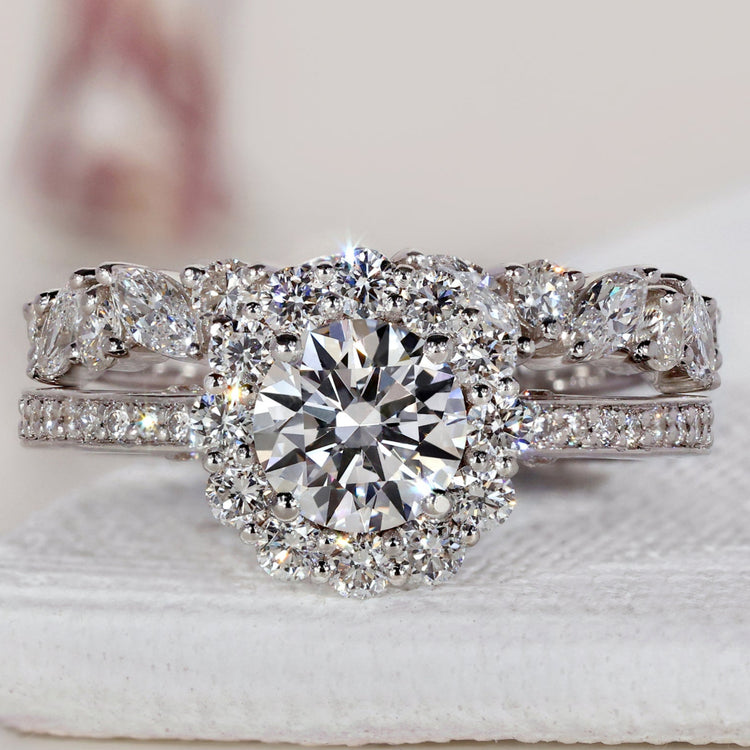 White Gold Engagement Ring With Wedding Band