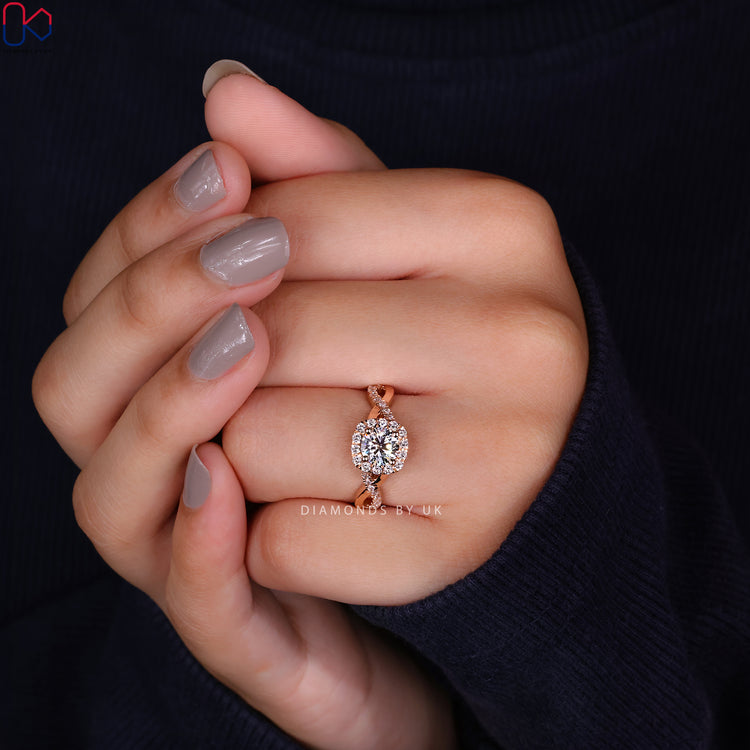 Handmade jewelry featuring round cut and pave accents.
