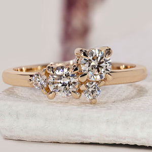 Round Diamond Gold Cluster Ring