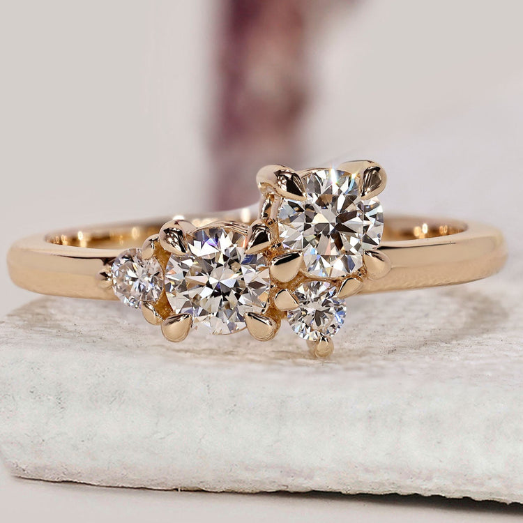 Round Diamond Gold Cluster Ring