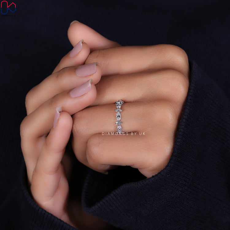 Handmade jewellery featuring a beautiful half eternity wedding band.
