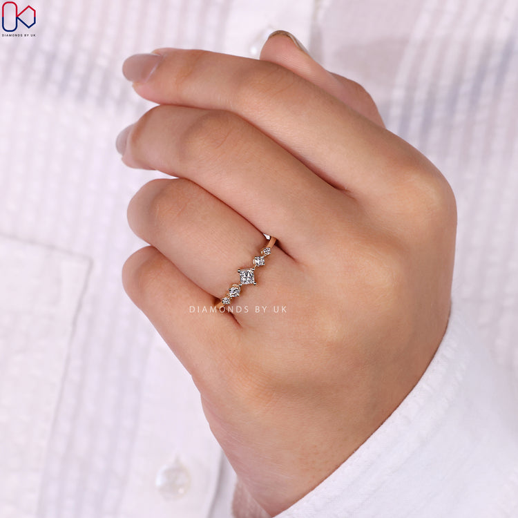 Handmade 5 stone diamond engagement ring.
