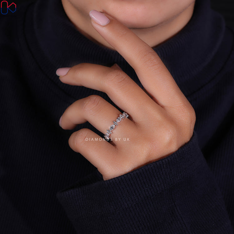 Prong set wedding band with a flawless and elegant design.
