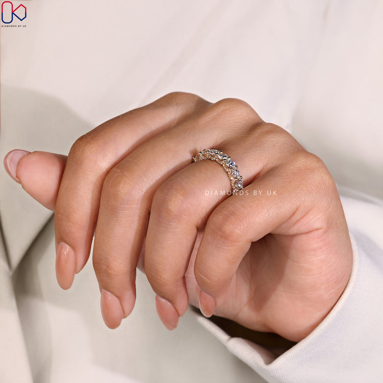 Elegant eternity wedding band with a timeless design and brilliant diamonds.
