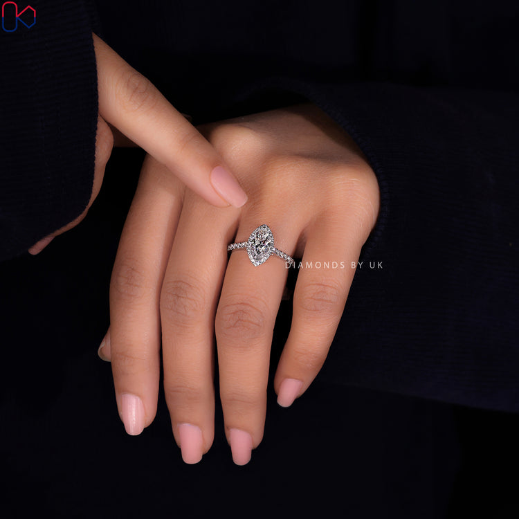 Lab Grown Diamond marquise diamond engagement ring with exceptional quality.

