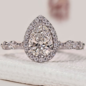 Pear Shape Engagement Ring With Floating Bubble Prong