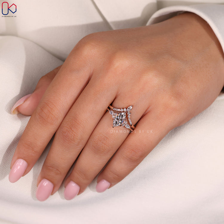 Buy bridal set online with marquise or side stones.
