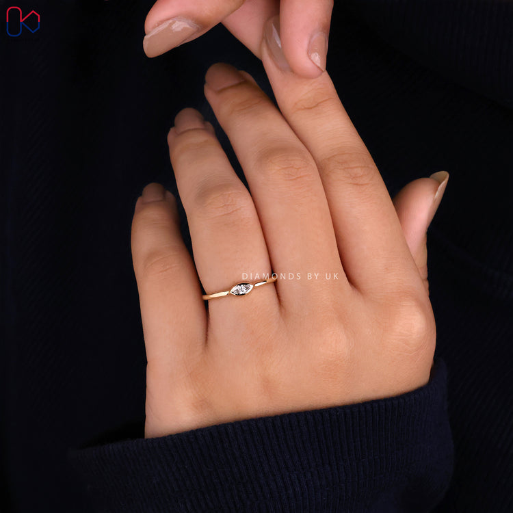 Diamondsbyuk marquise diamond ring in yellow gold

