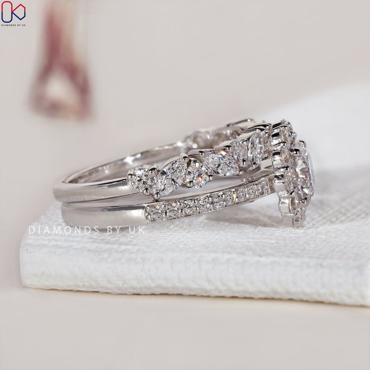 Diamondsbyuk bridal set showcasing a stunning White Gold bridal set with pave diamonds.
