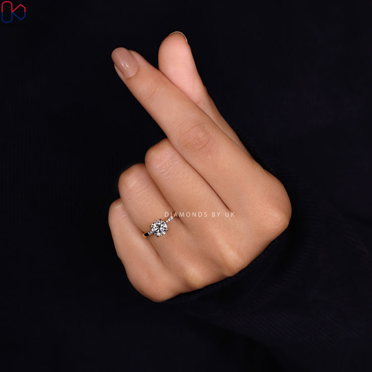 Solitaire Ring with a brilliant round cut diamond.