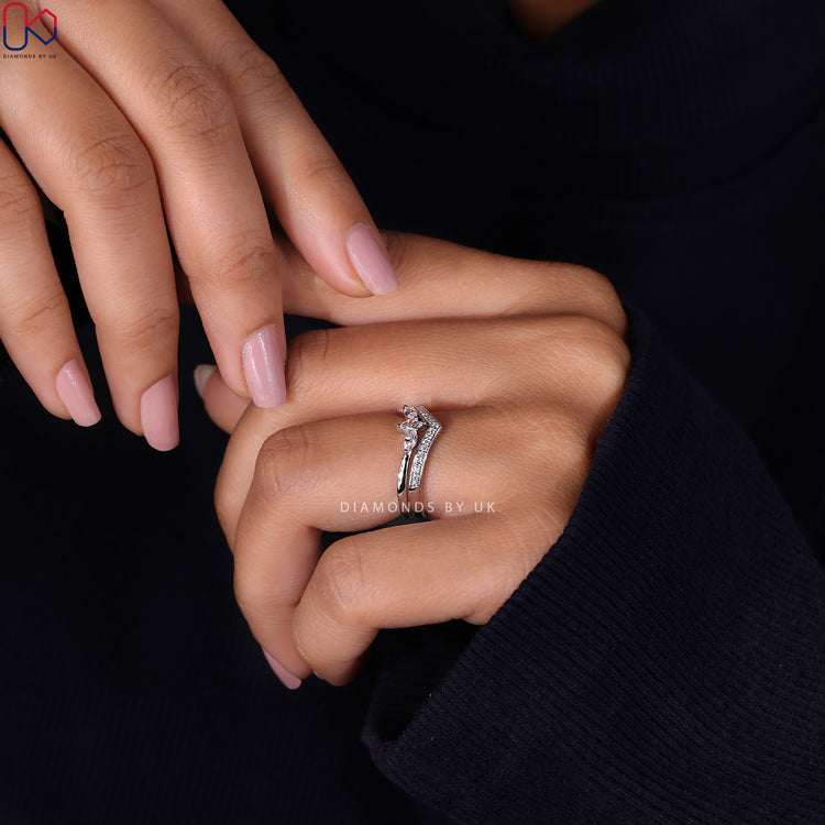 Prong set wedding band with brilliant diamonds for a refined sparkle
