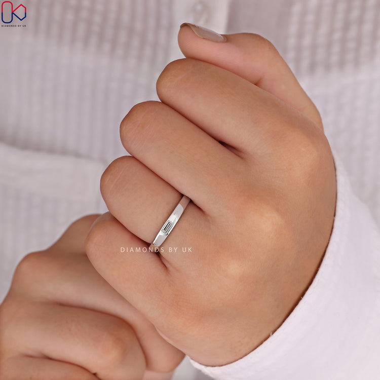 White gold wedding band offering timeless sophistication and durability.
