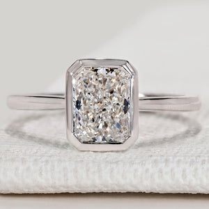 Radiant Cut Diamond Ring in Bezel Setting