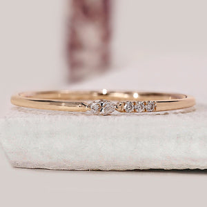 Marquise and Round Four Diamond Wedding Band