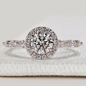 Round Cut Diamond Ring in Halo Style