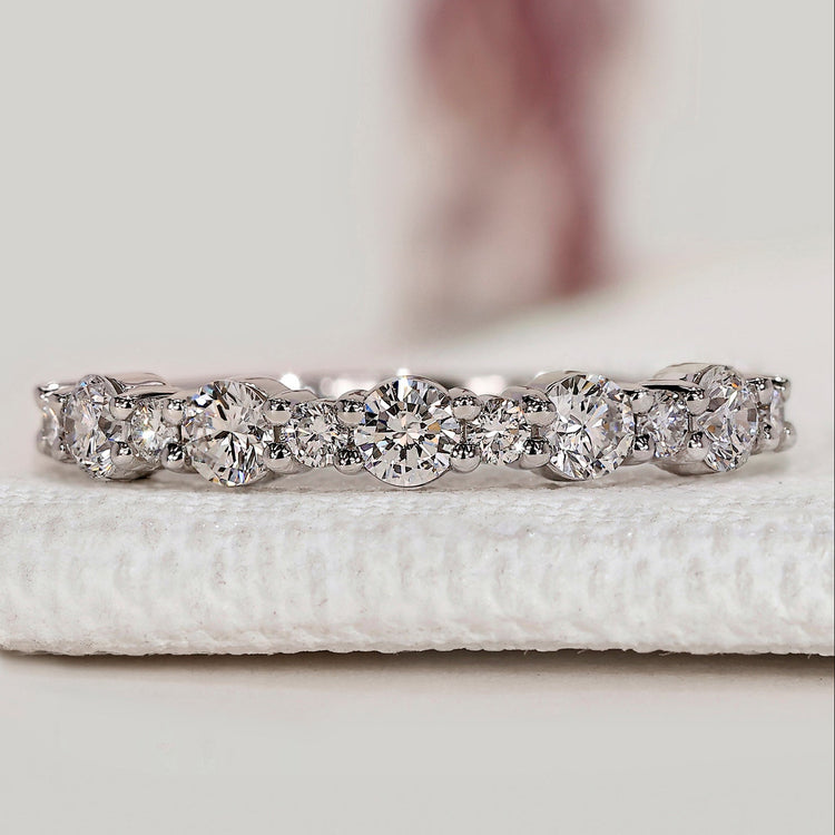 Round Cut Diamond Wedding Band with Half Eternity Style