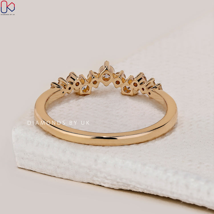 Half eternity diamond wedding band perfect for daily wear or stacking sets.
