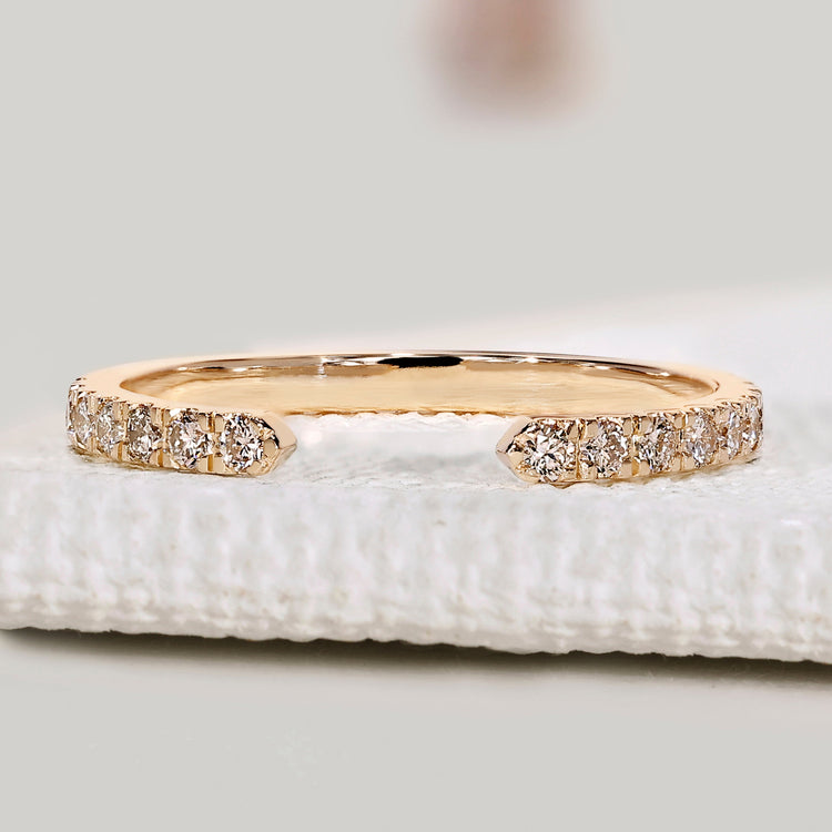 Round Diamond Wedding Band in yellow gold for a modern touch.