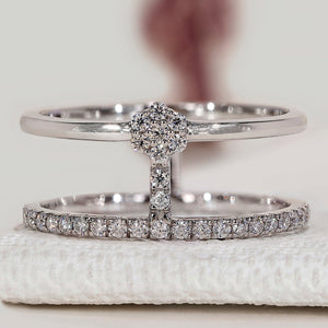 Round Diamond Wedding Band with Parallel Band Union Style