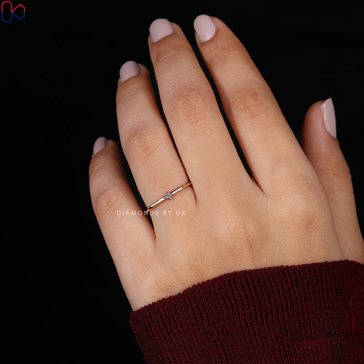 Minimalist lab grown diamond wedding band handmade.
