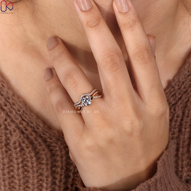 Round Engagement Ring With Wedding Band