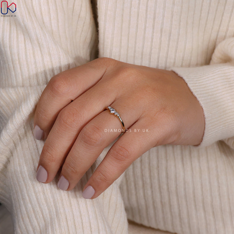 An elegant half eternity wedding band, handmade with care for timeless beauty.