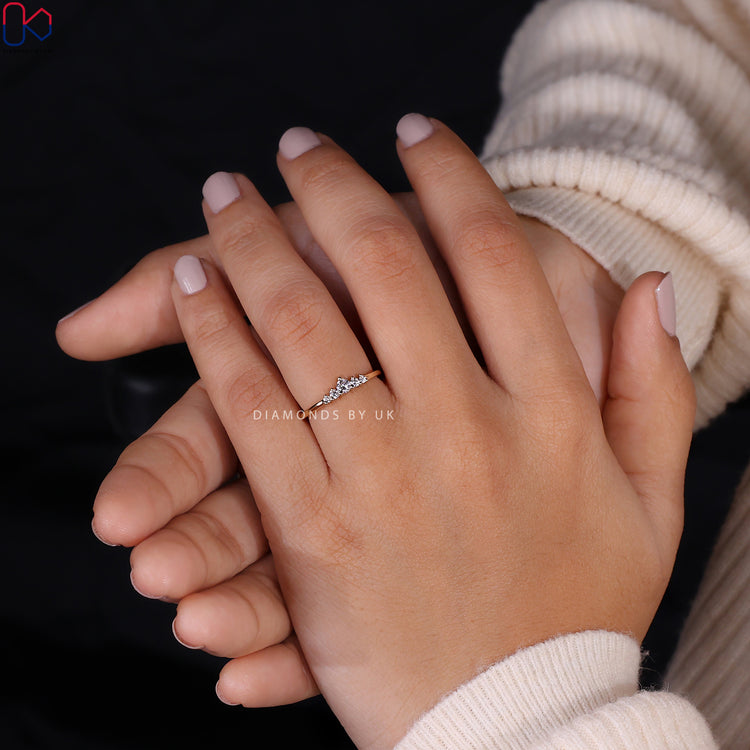 An IGI certified half eternity wedding band made with lab grown diamonds in yellow gold.

