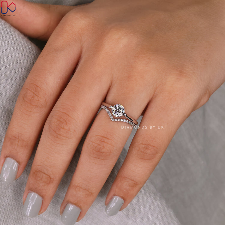 Custom bridal set featuring Lab Grown Diamond in a solitaire setting.
