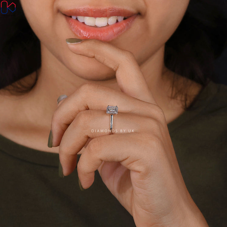 Princess Cut Diamond Ring with halo diamond ring.
