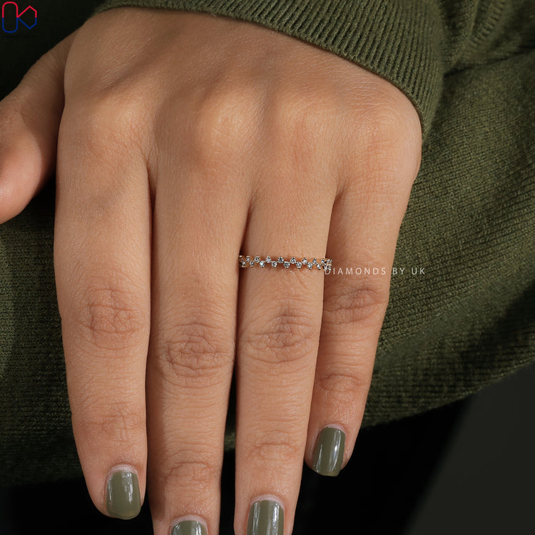 Round diamond stacking band crafted for easy layering in yellow gold.