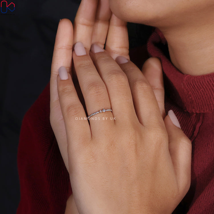 Lab grown diamond half eternity wedding band.
