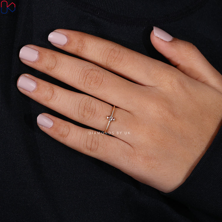 Three prong diamond ring with a round Lab Grown Diamond.
