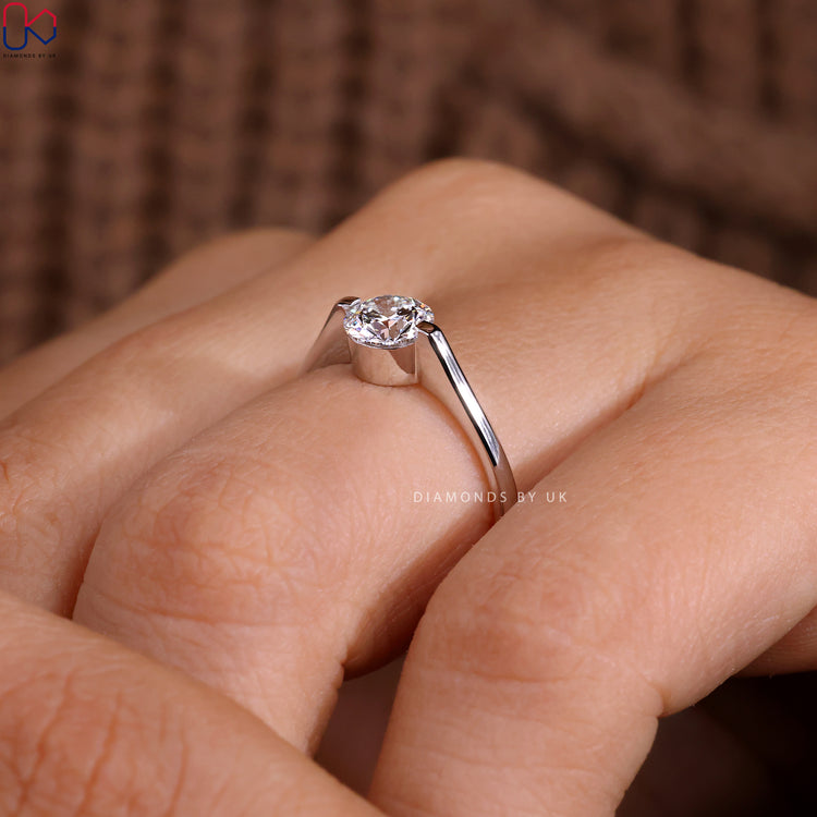 Lab Grown Diamond solitaire engagement ring with a timeless look.
